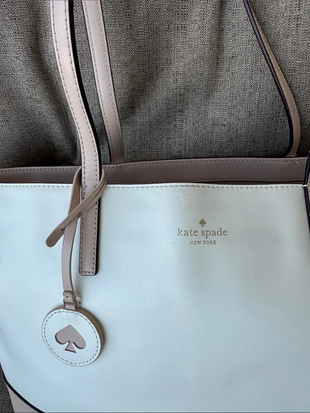 kate spade White and Pale Pink Two-Tone Leather Tote